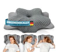 Glückstoff® Ergonomic Memory Foam Pillow [FOR ALL SLEEP TYPES] - Side Sleeper Pillow - For Side, Back & Front Sleepers - Gray
