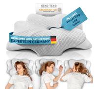 Glückstoff® Orthopedic Neck Pillow [FOR ALL SLEEP TYPES] - Side Sleeper - upport Cervical Pillow for Neck Shoulder Pain - Memory Foam Anti Snoring - For Side, Back & Front Sleeper