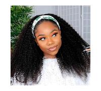 Glueless Afro Kinky Curly Human Hair Wigs for Women 200% Brazilian Kinky Curly Headband Wig Human Hair 10-30 Inch Easy to Go(14inches)