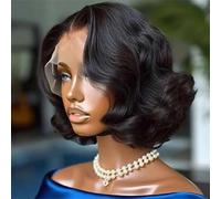 Glueless Body Wave Short Bob Wigs Human Hair Lace Frontal Wigs Natural Color