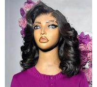 Glueless Body Wave Short Bob Wigs Human Hair Lace Frontal Wigs Pre Plucked Natural Color