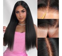 Glueless Human Hair Wigs Pre Cut Pre Cut 7x4 Straight Lace Front Wig with Closure Human Hair 180% Density for Women 22