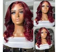 Glueless Long Soft Preplucked 26 Inch 180% Density Wine Body Wave Lace Front Wig For Black Women