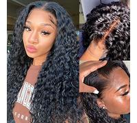 Glueless Water Wave Lace Front Wigs Human Hair for Women 180 Density Unprocessed Brazilian Virgin Human Hair Wigs with Baby Hair Pre Plucked Natural Hairline Wigs Deep Wave 13X4 Lace Frontal Wig