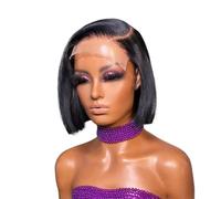 Glueless Wigs 250% 13x6 Lace Frontal Wigs Silky Straight Human Hair Pre Cut Glueless HD Front Bob for Daily(10inches)