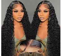 Glueless Wigs Human Hair Pre Plucked Pre Cut Deep Wave Ready to Wear Lace Front Wigs 7x5 Water Wave Wear and go Glueless Wig Bleached Knots HD Transparen Lace Human Hair Wigs 26 Inch