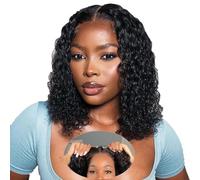 Glueless Wigs Human Hair Wear and Go Curly Bob Wigs for Black Women Lace Closure Wigs Wet and Wavy Wigs