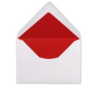 Glüxx-Agent 100 envelopes DIN C6 - White lined with red tissue paper - 11.4 x 16.2 cm - 100 g/m² wet-glue envelopes from your