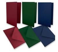 Glüxx-Agent 15 folding card sets - DIN A6-160 g m² - dark red - dark green - dark blue - with envelopes DIN C6-80 g m² wet glue