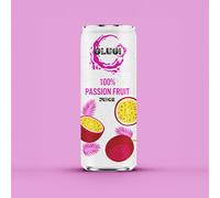 GLUG! 100% Passion Fruit Juice No Added Sugar, Case of Six Cans