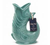 Glug Jug 1.5L Fish-Shaped Ceramic Glugging Jug, Sage Green