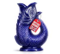 Glug Jug Dark Cobalt Blue 1.5L Fish-Shaped Ceramic Glugging Jug - Gurgling Water, Wine, Gin & Cocktail Pitcher, Gift-Boxed, Designed in Britain