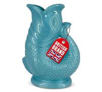 Glug Jug The Bubble Jug® Surf Blue 1.5L Litre Extra Large Fish Shaped Decorative Ceramic Glugging Cocktail, Water and Gin Gurgling Pitcher