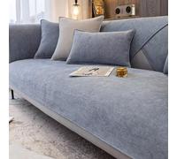 Gluhbirnen Chenille Sofa Slipcovers 1/2/3/4 Seater, Sofa Caver, Soft Chenille Sofa Cover, Fuzzy Funny Sofa Covers, Non Slip Sofa Covers Uk, Sofa Cover for Dogs, Blue Gray, 70 * 210CM