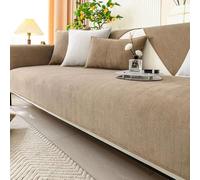 Gluhbirnen Herringbone Chenille Fabric Furniture Protector, Universal Non-Slip L Shape Couch Cover, Funny Dog Sofa Cover, Brown, 90 * 210CM