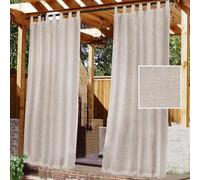 Gluhbirnen Outdoor Curtains, Outdoor Curtains with Eyelets, Waterproof, 2 Tablets Balcony Curtain, Opaque, Sun Protection Curtain, Outdoor Curtains, Curtain Gazebo, Linen, 132 x 274 cm