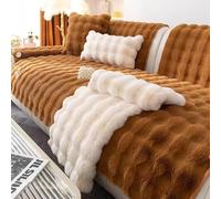 Gluhbirnen Rabbit Plush Sofa Cover 1 2 3 Seater, Funny Fuzzy Uk Sofa Cover, Non-Slip Sofa Slipcovers For Corner L Shape, Soft Thick Plush Sofa Cushion Covers, Caramel Color, 110 * 210CM