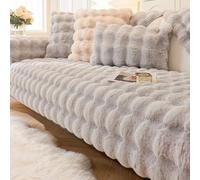 Gluhbirnen Rabbit Plush Sofa Cover 1 2 3 Seater, Funny Fuzzy Uk Sofa Cover, Non-Slip Sofa Slipcovers For Corner L Shape, Soft Thick Plush Sofa Cushion Covers, Light Gray, 30 * 50CM