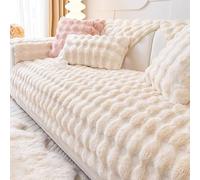 Gluhbirnen Sofa Cover - Rabbit Plush 1 2 3 Seater, Funny Fuzzy Anti-Slip Anti Scratch Couch Cover for Dogs - Milk White, 45 * 45CM