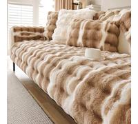 Gluhbirnen Soft Plush Sofa Cover, Couch Cover, Sofa Blankets for Seat, Non-Slip Sofa Cover 1 2 3 4 Seater, Fluffy Faux Fur Sofa Seat Cushion Cover, Dark Brown C, 70 x 90 cm