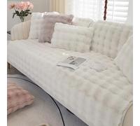 Gluhbirnen Thick Rabbit Plush Sofa Cover 1 2 3 Seater, Funny Fuzzy Sofa Cover, Warm Velvet Sofa Cushion Covers, Super Soft Faux Fur Sofa Slipcovers, Pure White, 70 * 90CM