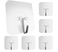 GLUIT Adhesive Hooks for Hanging Heavy Duty Wall Hooks 22 lbs Self Adhesive Hook Waterproof Transparent Hooks for Keys Bathroom Shower Outdoor Kitchen Door Home Improvement Sticky Hooks 6 Pack