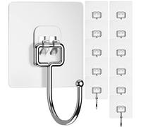 GLUIT Adhesive Large Wall Hooks for Hanging Heavy Duty 22 lbs Hook for Walls No Damage (12 Large Hooks)