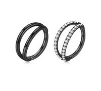Glupez 1PC 16G 1.2MM 316L Surgical Steel Nose Septum Hinged Ring Clicker Thread Captive Ring Hoop Daith Helix Tragus Cartilage Earrings Body Piercing Jewelry for Men Women, 8 mm, Stainless Steel, no
