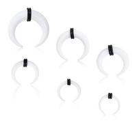 Glupez 5PCS Crescent Acrylic Tapers C-shaped Horseshoe O-rings Ear Gauges 6G-14G Ear Stretcher Kit Helix Lobe Daith Body Piercing Jewelry Kit for Women Men 1.6mm 2mm 2.5mm 3mm 4mm, Acrylic, no