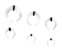 Glupez 5PCS Crescent Acrylic Tapers C-shaped Horseshoe O-rings Ear Gauges 6G-14G Ear Stretcher Kit Helix Lobe Daith Body Piercing Jewelry Kit for Women Men 1.6mm 2mm 2.5mm 3mm 4mm, Acrylic, no