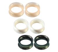 Glupez 6/8PCS 4G-1” Soft Hard Natural Silicone Ear Gauges Double Flare Tunnels Thin Flexible Flesh Earrings Ear Expander Ear Stretcher Kit Hollow Colorful dark light Body Piercing Jewelry, 12MM