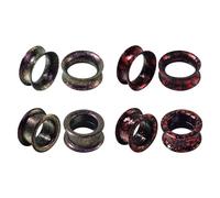 Glupez 6/8PCS 4G-1” Soft Hard Natural Silicone Ear Gauges Double Flare Tunnels Thin Flexible Flesh Earrings Ear Expander Ear Stretcher Kit Hollow Colorful dark light Body Piercing Jewelry, 20mm