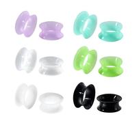 Glupez 6PCS Ear Tunnels Double Flared Flesh Ear Gauges Soft Silicone Ear Stretchers Expander Standard Lobe Lobulus Auriculae Upper Lobe Tragus Body Piercing Jewelry 8G-3/4, 8G(3MM), Silicone, no