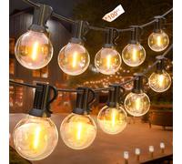 GLUROO LED String Lights 30M/100FT G40 Festoon Lights Outdoor Mains Powered, Shatterproof Plastic Bulbs Waterproof IP45 with 1W 50+2 Bulbs for Outside Garden, Porch, Backyard, Bistro, Party Decoration