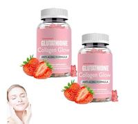 Glutathione Collagen Gummies, Glutathione Collagen Glow Gummies, Skin Brightening & Anti-Aging, Supports Hair, Skin & Nail Health, Glutathione Supplement for Women, Strawberry Flavor, 60 Count (2)