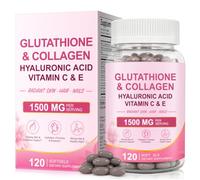 Glutathione Collagen Softgels 120 Capsules, Glutathione Supplement, 1 500mg Beauty Complex with Collagen Peptides, Hyaluronic Acid, Vitamin C, Vitamin E, Biotin & Zinc, Daily Supplement for Skin Hair