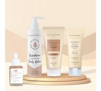 Glutathione Skin Perfecting Brightening Dark Spots Removal 4 Steps Skincare Routine (Face Wash Cream + Face Serum Body Lotion)