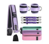 Glute Workout Equipment- Hip Thrust Belt for Dumbbells,Ankle Resistance Bands with Cuffs & Fabric Booty Bands for Women - Legs & Glutes Workout Equipment for Women, Hip & Booty Building Set Purple