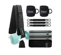 Glute Workout Equipment- Hip Thrust Belt for Dumbbells,Ankle Resistance Bands with Cuffs & Fabric Booty Bands for Women - Legs & Glutes Workout Equipment for Women, Hip & Booty Building Set Black