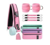 Glute Workout Equipment- Hip Thrust Belt for Dumbbells,Ankle Resistance Bands with Cuffs & Fabric Booty Bands for Women - Legs & Glutes Workout Equipment for Women, Hip & Booty Building Set Pink
