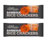 Gluten Free Barbeque Rice Crackers 100g, Pack Of 2, BBQ rice crackers, 111 calories per 1/4 pack serving, Baked Not Fried, 89% Fat Free, Suitable for vegetarians