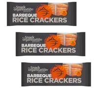 Gluten Free Barbeque Rice Crackers 100g, Pack Of 3, BBQ rice crackers, 111 calories per 1/4 pack serving, Baked Not Fried, 89% Fat Free, Suitable for vegetarians