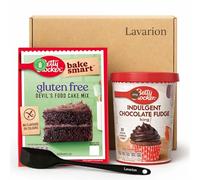 Gluten Free Cake Mix Baking Kit - Includes Betty Crocker Devil’s Food Cake Mix 425g & Chocolate Fudge Icing 400g with Lavarion Silicone Spatula - Coeliac Friendly Baking Set