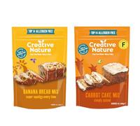 Gluten Free Cake Mix | Creative Nature Vegan Carrot Cake Mix + Banana Bread Mix | Nut Free, Dairy Free Baking Mixes | Top 14 Allergen Free | 2 Pack