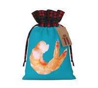 Glutton Shrimps Print Christmas Wrapping Bags Gift Bags With Drawstring, Xmas Party Presents And Favors