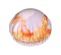 Glutton Shrimps Print Double Layer Shower Cap Reusable Lightweight And Soft Bath Hair Cap For Women