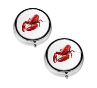 Glutton Shrimps Print Pill Box 3 Compartment Medicine Pill Case,Portable for Pocket Or Purse Pill Organizer Decorative Metal Medicine Vitamin Organizer Unique Gift