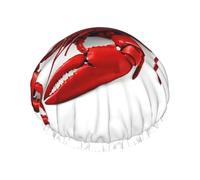 Glutton Shrimps Printed Double Layer Lined Shower Cap,Shower Caps For Women Reusable