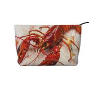 Glutton Shrimps Printed Makeup Bag Corduroy Travel Cosmetic Bags Cosmetic Case Toiletry Bag Organizer for Women Mom Girls