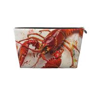 Glutton Shrimps Printed Travel Cosmetic Bags with Silver Zipper Makeup Organizer Cosmetic Case Toiletry Bag for Women Mom Girls